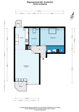 Floor plan - Wagenaarstraat 429, 1093 CN Amsterdam 